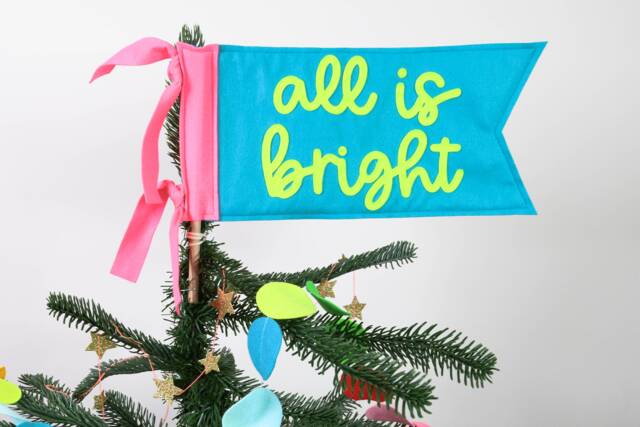 All Is Bright Felt Christmas Tree Topper Flag - image 1