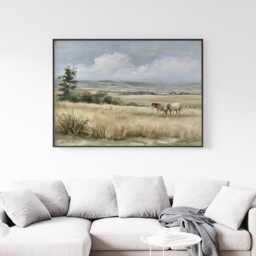 Horse Pasture Poster, Country Landscape Print, Farmhouse Wall Art, Paper - thumbnail 2