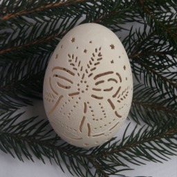 "Carved Goose Eggshell Christmas Ornament - ""Christmas Bells" - thumbnail 3