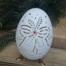 "Carved Goose Eggshell Christmas Ornament - ""Christmas Bells" - thumbnail 4