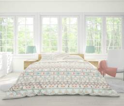 Tribal Duvet Cover, Boho Navajo Pattern, Bedding, Bedroom Decor, Queen Cover, King Duvet, Geometric Duvet, Cream - thumbnail 1