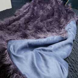 Handmade Lilac Shaggy Faux Fur Throw Cornflower Suedette Lining - thumbnail 2