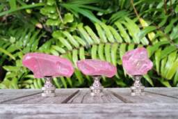 Pink Lamp Finial, Clear Glass Rock - thumbnail 1