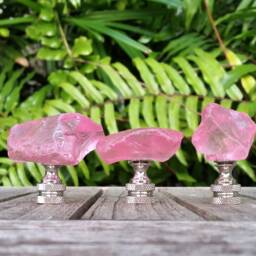 Pink Lamp Finial, Clear Glass Rock - thumbnail 2