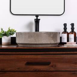 Natural Stone Vessel Bathroom Sink, Avalon Goleta Marble, Vanity Basin - thumbnail 3