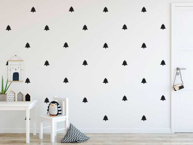 Geometric Pine Tree Wall Decals - Monochrome Nursery Decor - image 1