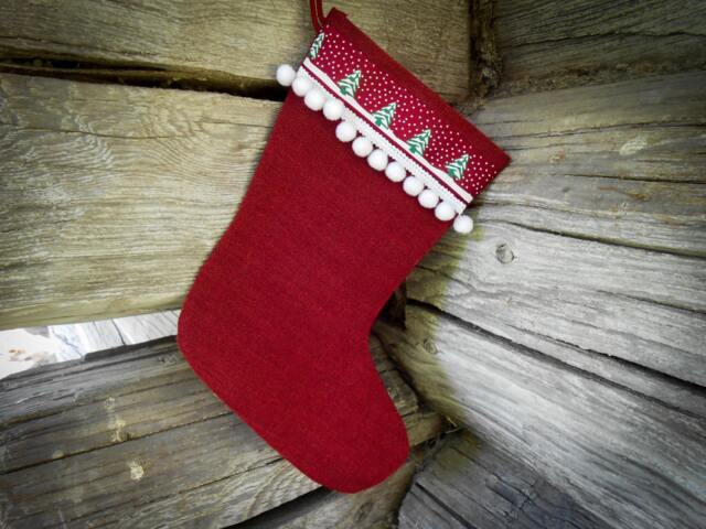 Christmas Stocking Gift Personalized Decor Holiday Burlap Ornament Scandinavian - image 1