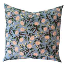 Rifle Paper Co Wildwood - Peonies Dusty Blue Fabric Pillow Covers - thumbnail 2