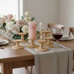 Wooden Candlestick Holder Wedding Table Centerpiece Ideas Rustic Decor Farmhouse Style Natural Wood Pillar Stand Decorative Candle Stick - thumbnail 2