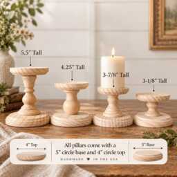 Wooden Candlestick Holder Wedding Table Centerpiece Ideas Rustic Decor Farmhouse Style Natural Wood Pillar Stand Decorative Candle Stick - thumbnail 3