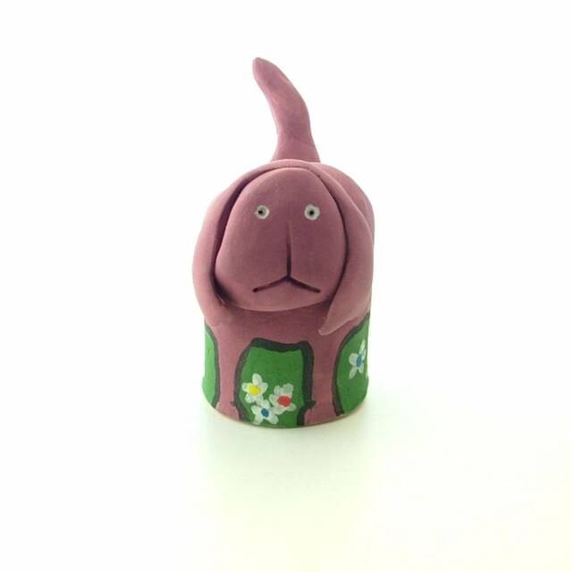 Handmade Maroon Dog Ornament - Ring Holder - image 1