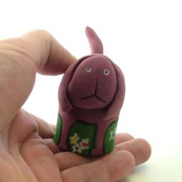 Handmade Maroon Dog Ornament - Ring Holder - thumbnail 4