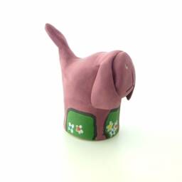 Handmade Maroon Dog Ornament - Ring Holder - thumbnail 2