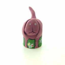 Handmade Maroon Dog Ornament - Ring Holder - thumbnail 1