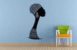 Woman Afro Girl African Tribe Ancient Tribal Pattern Wall Room Vinyl Mural Art Decor Decal Sticker L1668 - thumbnail 1
