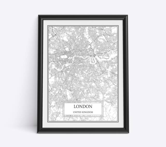 London City Map Detailed Wall Art Print Canvas Poster Gift Decor United Kingdom - image 1
