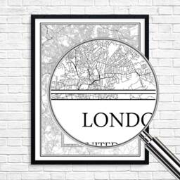 London City Map Detailed Wall Art Print Canvas Poster Gift Decor United Kingdom - thumbnail 3