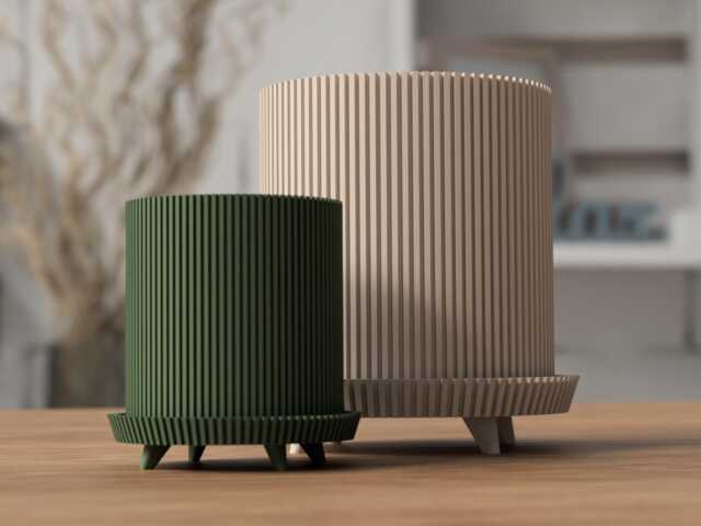 Ribbed Plant Pot With Legs Japandi Planter Indoor Flower Minimalist Modern Home Decor - image 1
