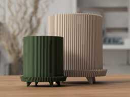 Ribbed Plant Pot With Legs Japandi Planter Indoor Flower Minimalist Modern Home Decor - thumbnail 1