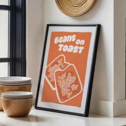 Beans On Toast Print, Quirky Kitchen Wall Art, Hand Drawn Prints/Unframed - thumbnail 3