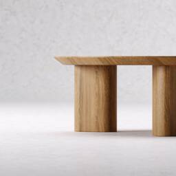 Modern Round Coffee Table - Table Wood Coffee Unique Large Solid Oak Living Room Furniture - thumbnail 2