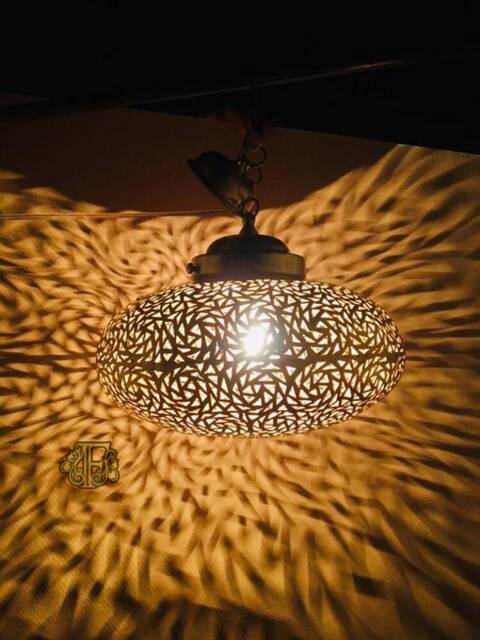 Handmade Moroccan Copper Pendant Light Intricate Lampshade - image 1