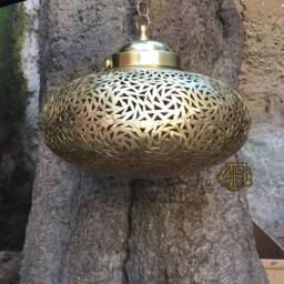 Handmade Moroccan Copper Pendant Light Intricate Lampshade - thumbnail 3