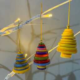 Button Christmas Tree Decorations - Colourful Handmade Single Or Bulk Stocking Filler - thumbnail 4
