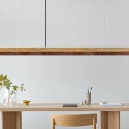 Pendant Lamp - Oak Wood & Corten Steel Dining Room Gantlights Led - thumbnail 2
