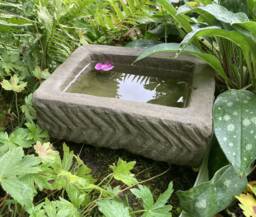 Reconstituted Stone Garden Rustic Rectangular Rockery Bird Bath Mini Pond Trough - thumbnail 1
