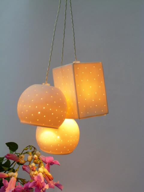 Three Bells, Perforated Porcelain, Pendant Lights - image 1