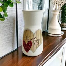 Glass Love You Vase, Pretty Heart Gifts, Valentines Gifts - thumbnail 1