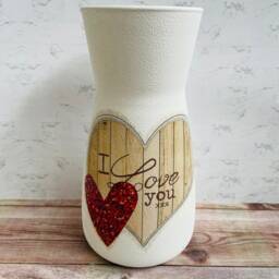 Glass Love You Vase, Pretty Heart Gifts, Valentines Gifts - thumbnail 3