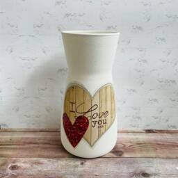 Glass Love You Vase, Pretty Heart Gifts, Valentines Gifts - thumbnail 2