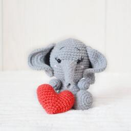 Handmade Crochet Elephant With Heart Baby Girl Gift - thumbnail 2