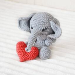 Handmade Crochet Elephant With Heart Baby Girl Gift - thumbnail 3