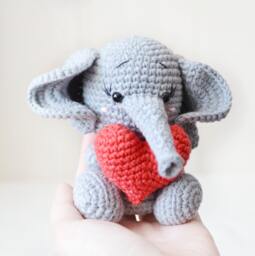 Handmade Crochet Elephant With Heart Baby Girl Gift