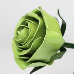 Metal Green Rose Long Stemmed Lifesize Sculpture - thumbnail 3