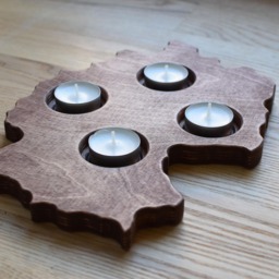 Advent Wood Candle Holder in A Shape Of Country Germany Patriotic Home Christmas Decor Rustic Tea Light - thumbnail 2