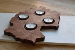 Advent Wood Candle Holder in A Shape Of Country Germany Patriotic Home Christmas Decor Rustic Tea Light - thumbnail 1