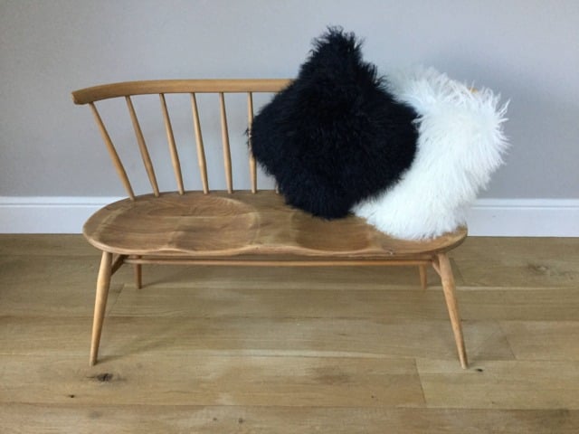 Navy Blue, Dark Blue , Tibetan, Mongolian Sheepskin Cushion Cover - image 1
