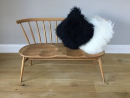 Navy Blue, Dark Blue , Tibetan, Mongolian Sheepskin Cushion Cover - thumbnail 1