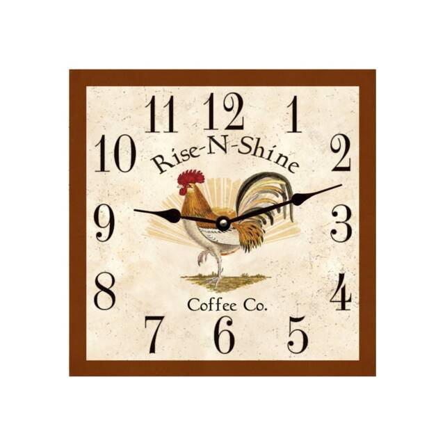 Square Rooster Clock - Farmhouse Kitchen Clock - image 1