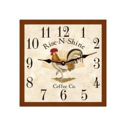 Square Rooster Clock - Farmhouse Kitchen Clock - thumbnail 1