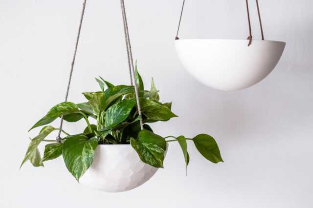 Large Ceramic Plant Pot - Handmade Hanging Porcelain Basket Minimalist Modern Scandinavian Design - image 1