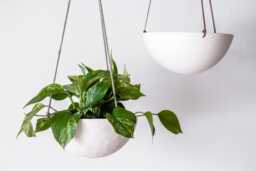 Large Ceramic Plant Pot - Handmade Hanging Porcelain Basket Minimalist Modern Scandinavian Design