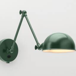 Folke Wall Sconce - Dark Green On/Off Switch & Plug-In Option Retro Loft Industrial Minimalist Lamp - thumbnail 2