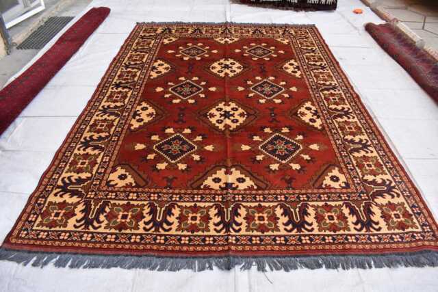 Handwoven Afghan Kargai Rug 9.9x6.7 Ft Wool Geometric Carpet - image 1