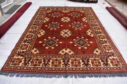 Handwoven Afghan Kargai Rug 9.9x6.7 Ft Wool Geometric Carpet - thumbnail 1