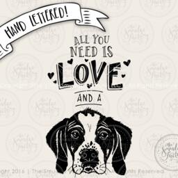 Puppy Dog Art Print, Hand Lettered, All You Need Is Love - Digital Download - thumbnail 2